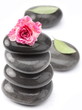 Spa stones with rose flower on a white background.