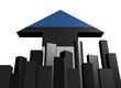 abstract skyline with Estonian flag arrow illustration