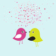 Birds kiss. Cute valentine`s card