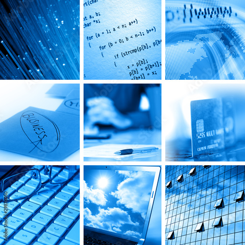 Photo: Computer and business collage Computer and business collage