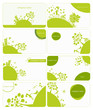 set of 8 business card on green little planet earth theme