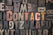 Photo: The word 'Contact' spelled out in very old letterpress blocks. The word 'Contact' spelled out in very old letterpress blocks.