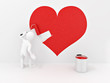 Men, drawing heart on the wall Men, drawing heart on the wall