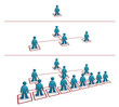 three part business network progress illustration