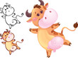 Funny jumping cow