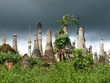 stupas érodées à Indein, Birmanie stupas érodées à Indein, Birmanie