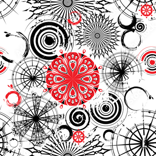 Vector: Vector black and white circles seamless grunge background Vector black and white circles seamless grunge background