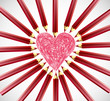 Red Heart Pencils. Vector Red Heart Pencils. Vector