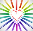 Heart With Color Pencils. Vector Heart With Color Pencils. Vector