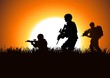 Silhouette illustration of soldiers on the field