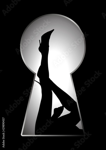 Vector: Silhouette of legs of a woman seen through a key hole Silhouette of legs of a woman seen through a key hole
