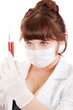 Bright picture of lovely nurse taking blood