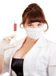 Bright picture of lovely nurse taking blood