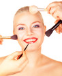 bright picture of lovely woman with make-up over white