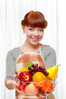 ginger housewife holding fruits