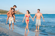 Happy smiling summer couples