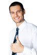 Happy smiling businessman with thumbs up gesture, isolated Happy smiling businessman with thumbs up gesture, isolated