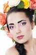 Woman with roses in hair