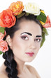 Woman with roses in hair