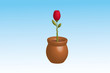 bocciolo rosa vaso