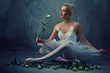 Beautiful ballet dancer with a white roses Beautiful ballet dancer with a white roses