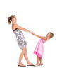 playful mother and daughter