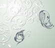 Spring abstract floral background with butterflies