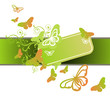 Abstract spring floral background with butterflies