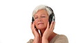 Senior woman listenning music