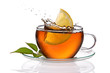 Cup of tea with lemon and splash