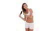 Woman in sportswear tidying her hair