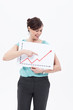 Smiling businesswoman holding ascending line chart
