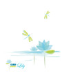 Water Lili and dragonfly, nature background, eps-10 Water Lili and dragonfly, nature background, eps-10