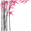background with black bamboo and red leaves.