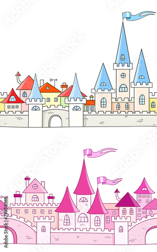 Vector: Seamless vector background with fantasy castle Seamless vector background with fantasy castle