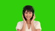 Cute asian woman listening to music with an headphones Cute asian woman listening to music with an headphones