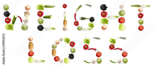 Photo: "Weight loss"words made of vegetables "Weight loss"words made of vegetables