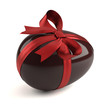 chocolate easter egg with red ribbon