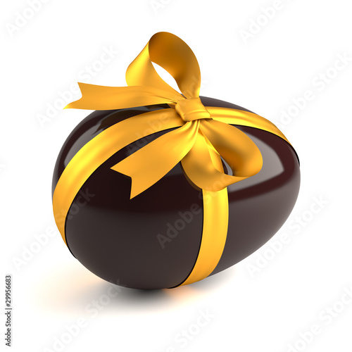 Illustration: chocolate easter egg with yellow ribbon chocolate easter egg with yellow ribbon