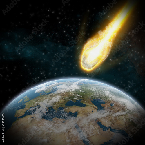 Illustrazione: Asteroid and Earth : meteor impact over europe Asteroid and Earth : meteor impact over europe