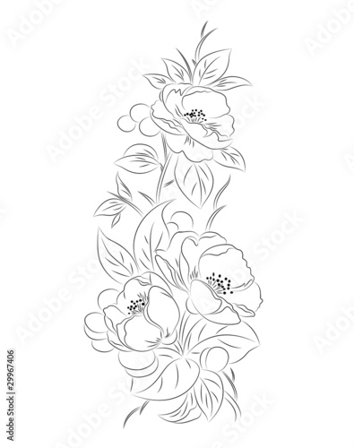 flower patterns black and white. Vector lack a white flower