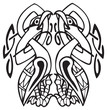 Celtic design with knotted lines of two birds