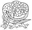 Celtic design with knotted lines of a bird