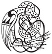 Celtic design with knotted lines of a bird