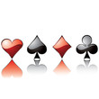 Vecteur : Coeur, pique, carreau, trèfle. Couleurs cartes Coeur, pique, carreau, trèfle. Couleurs cartes
