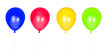 Four colorful balloons inflated