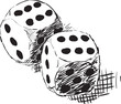 Rough monochrome sketch - two dices
