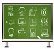 painted with chalk Business and office icons