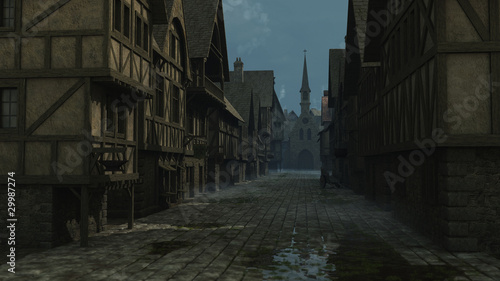 Illustration: Mediaeval Street Scene - 1 Mediaeval Street Scene - 1