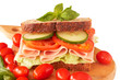 Tasty ham, tomato and cucumber sandwich Tasty ham, tomato and cucumber sandwich